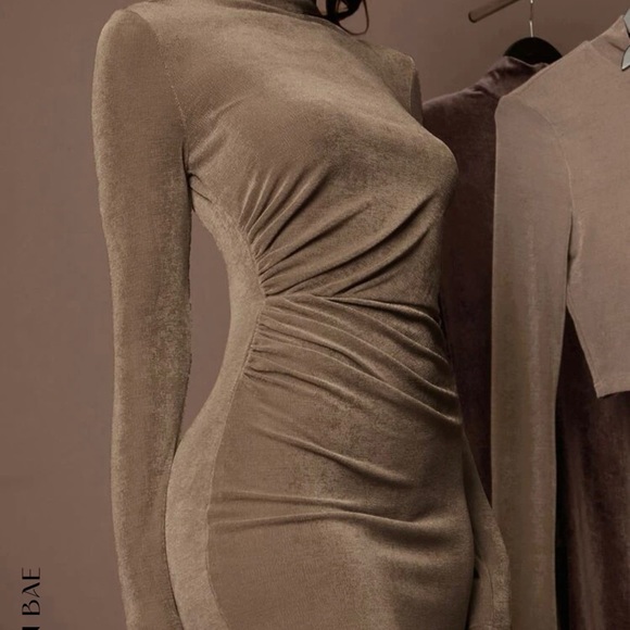 SHEIN BAE High Neck Solid Bodycon Dress new - Picture 4 of 11